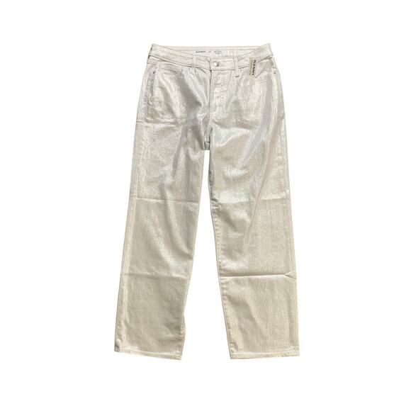 Old Navy Jeans Womens 10P Silver Shine OG Loose High Rise Secret Smooth Pocket - Picture 1 of 11
